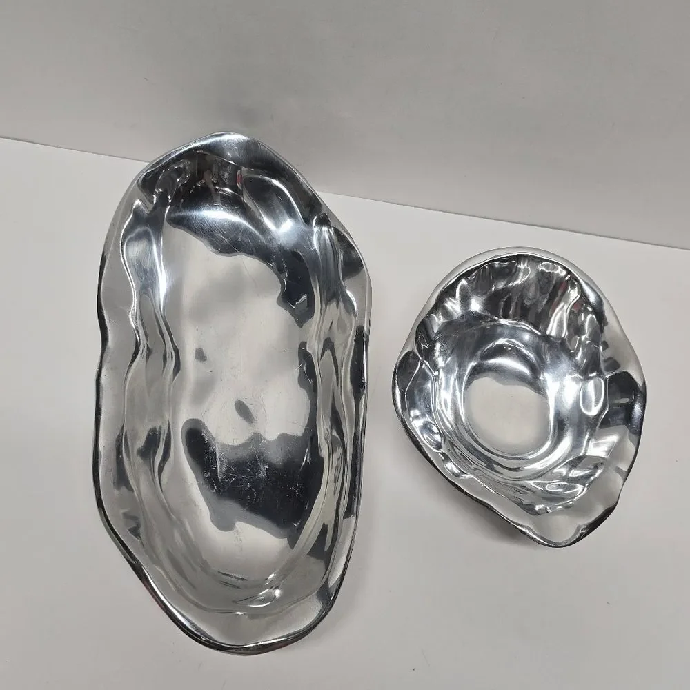 Pottery Barn Pasha Metal Polished Serving Bowls Set Of 2